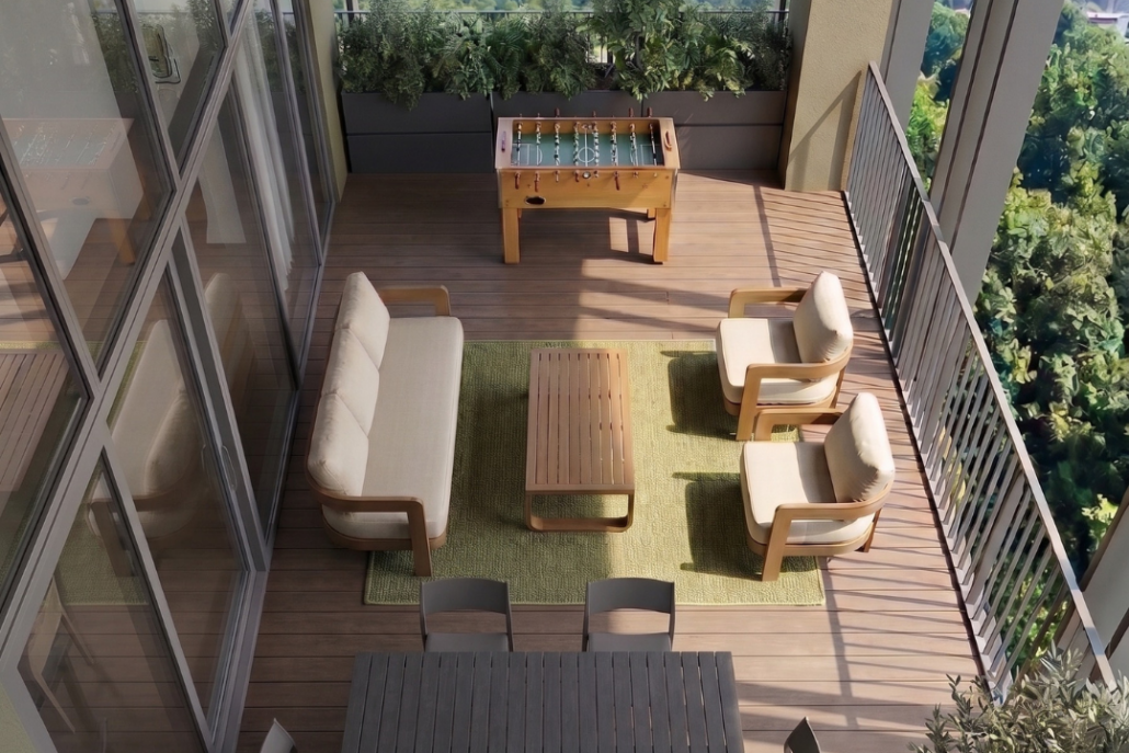 Render Tognetti terrazzo con logo